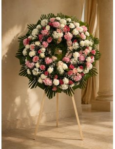 Corona Funeraria Rosa y Blanca | Entrega en tanatorios de Mallorca