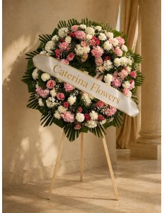 Corona Funeraria Rosa y Blanca | Entrega en tanatorios de Mallorca 2