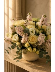 Композиция в керамике | Розы и левкой на Майорке 2