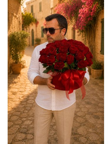 Box mit 60 roten Gartenrosen | Lieferung auf Mallorca | Caterina