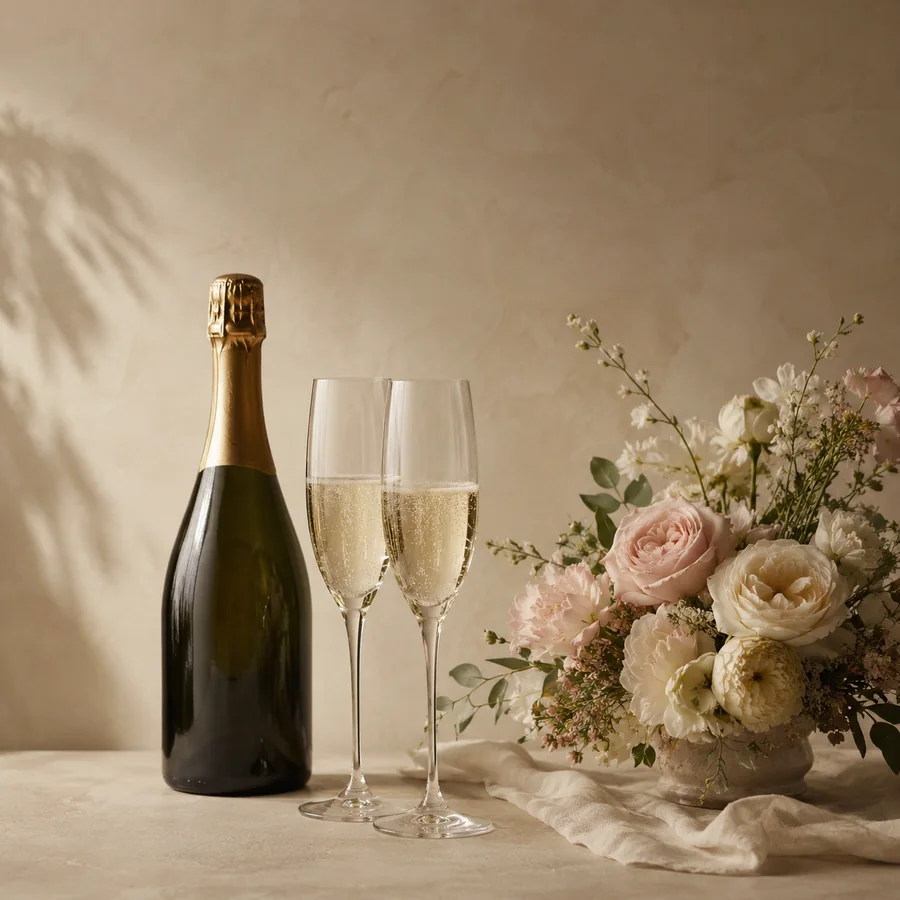 Champagne y vino